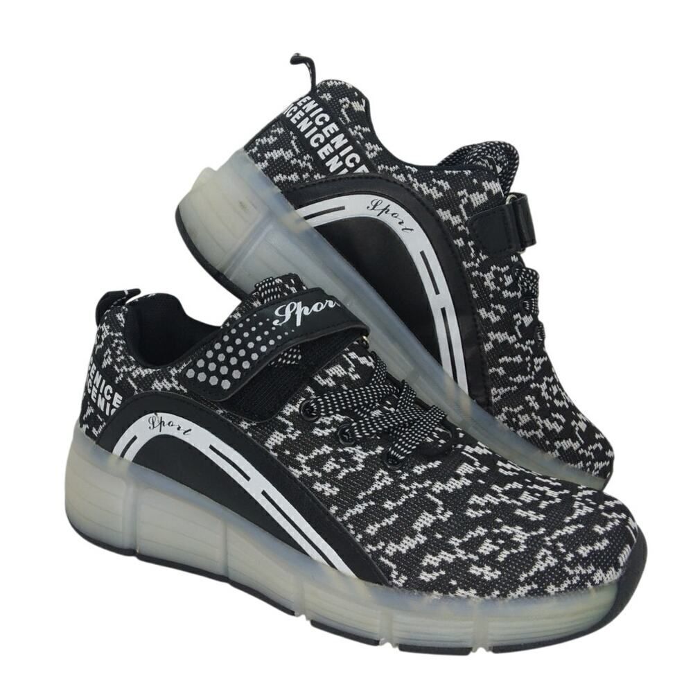 Sport Womens LED NEW w/Box Black & White Roller Sneakers - sz. 5 1/2 LIGHTUP!!